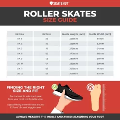 United Skates VX4 Elite Quad Roller Skates - Smoke -Professional Skate Shop VX4 Elite Roller Skates Size Guide Skatehut 4377 10